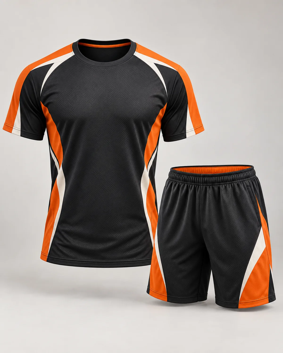 Black and orange other sports uniform design concept on a neutral studio background